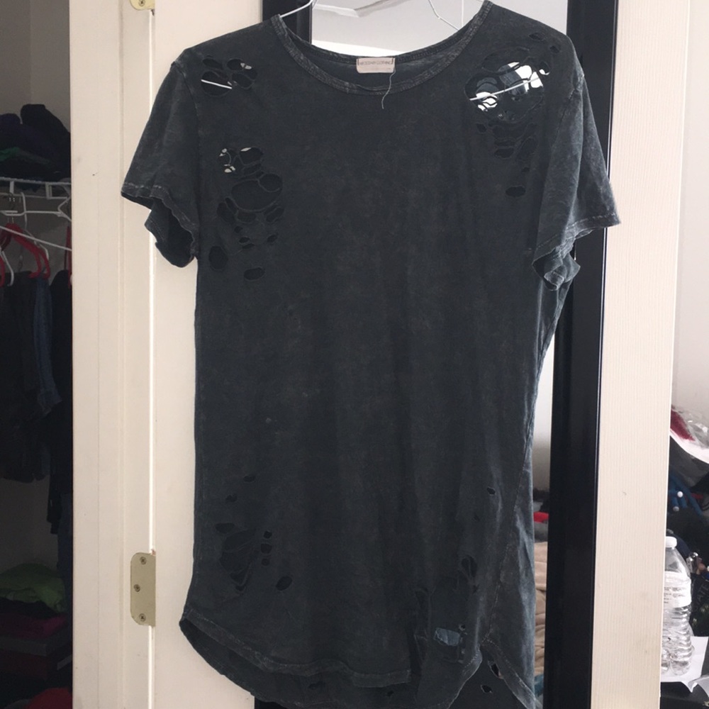 Acid wash distressed tee